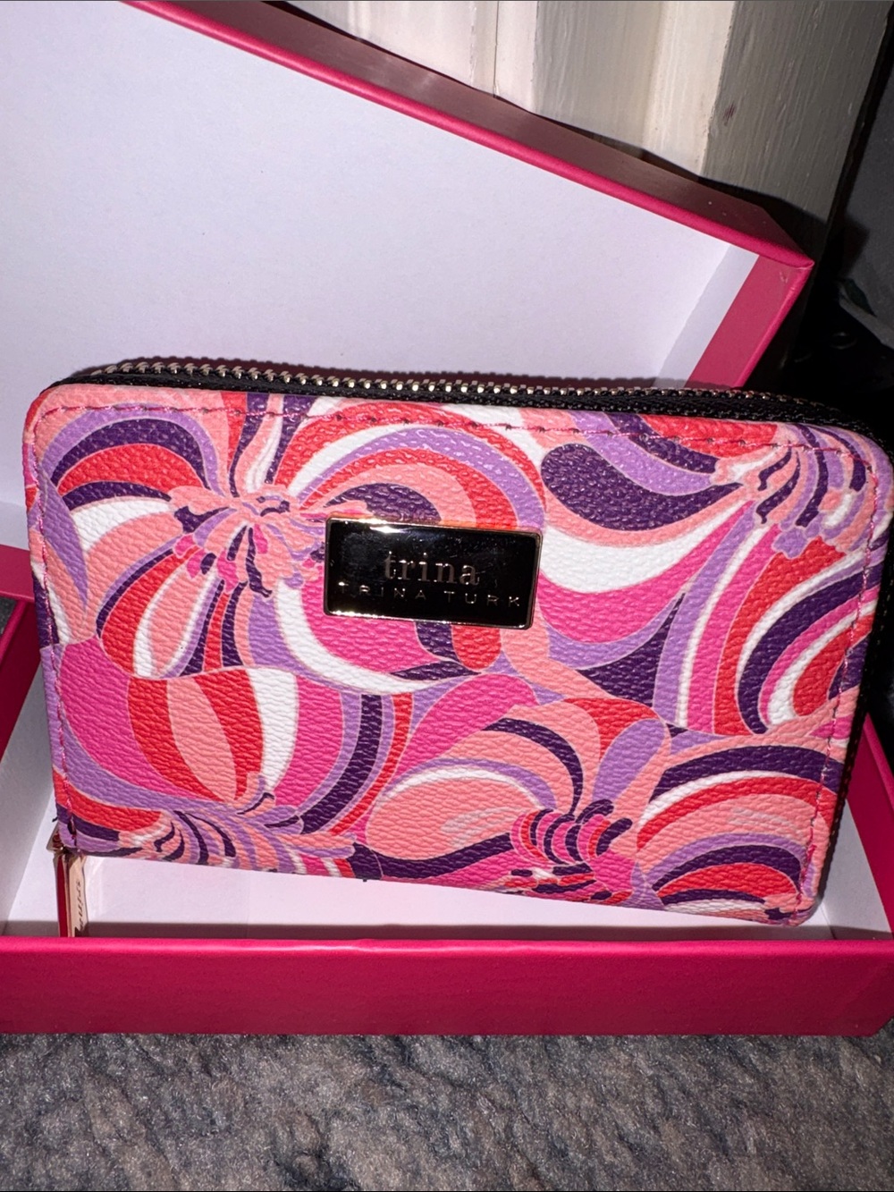 Trina Turk Multi-Pink Swirl Zip Wallet